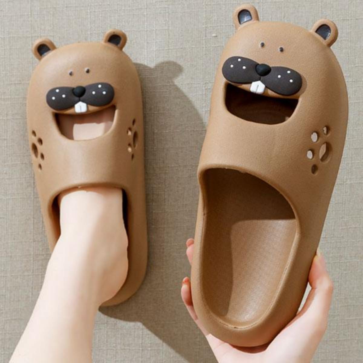 Home Slippers Female Summer New Indoor Non-Slip Silent Bath Cute Head Cover Couple Summer Outerwear Slippers Men