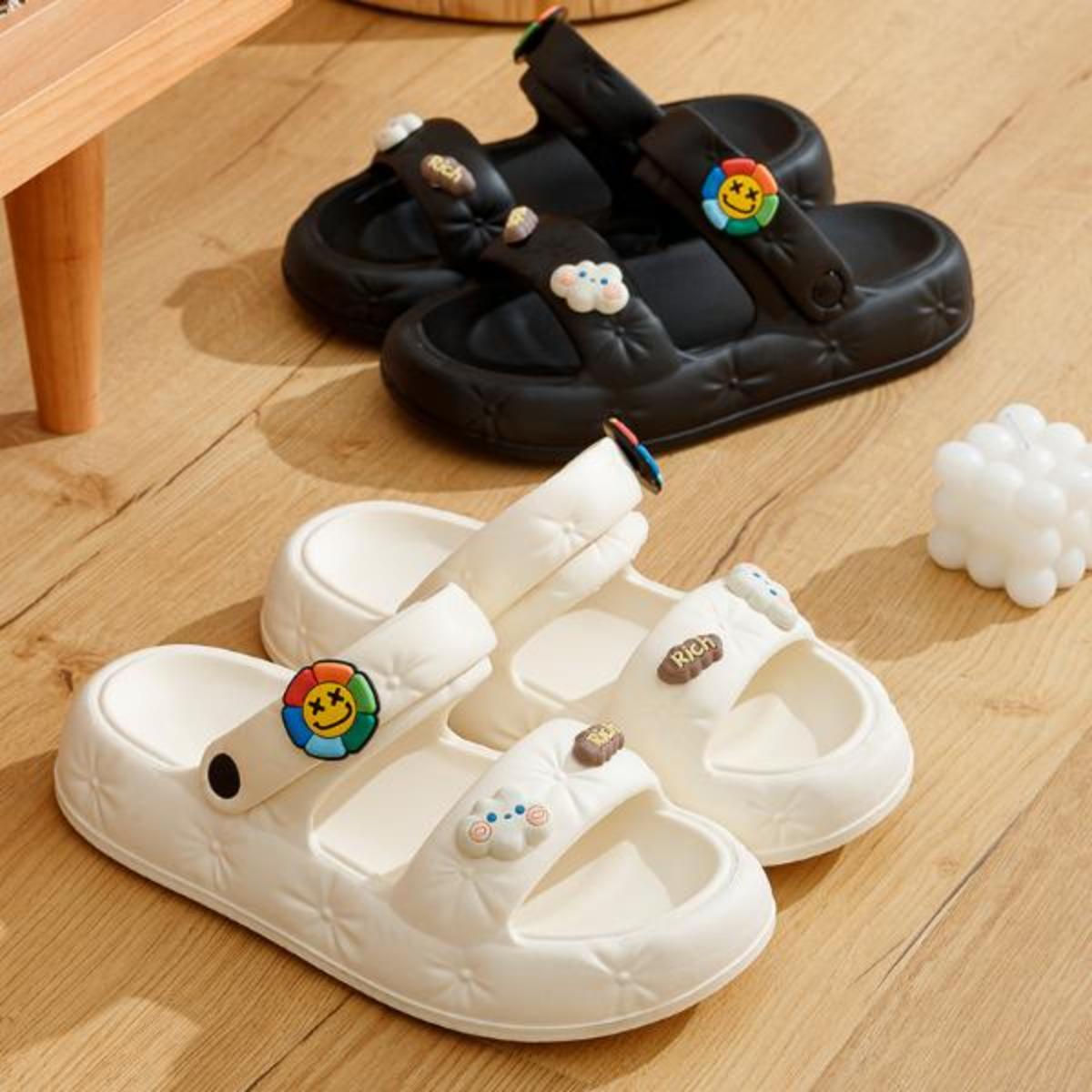 Two-Way Slip-on Slippers Women's Summer Outdoor Thick-Soled Outdoor Heel Indoor Home All-Match Beach Women's Sandals