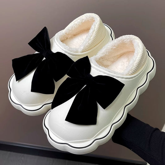 Autumn Winter Women Cute Warm Cotton Slippers Non-slip Waterproof Soft Cotton Slippers