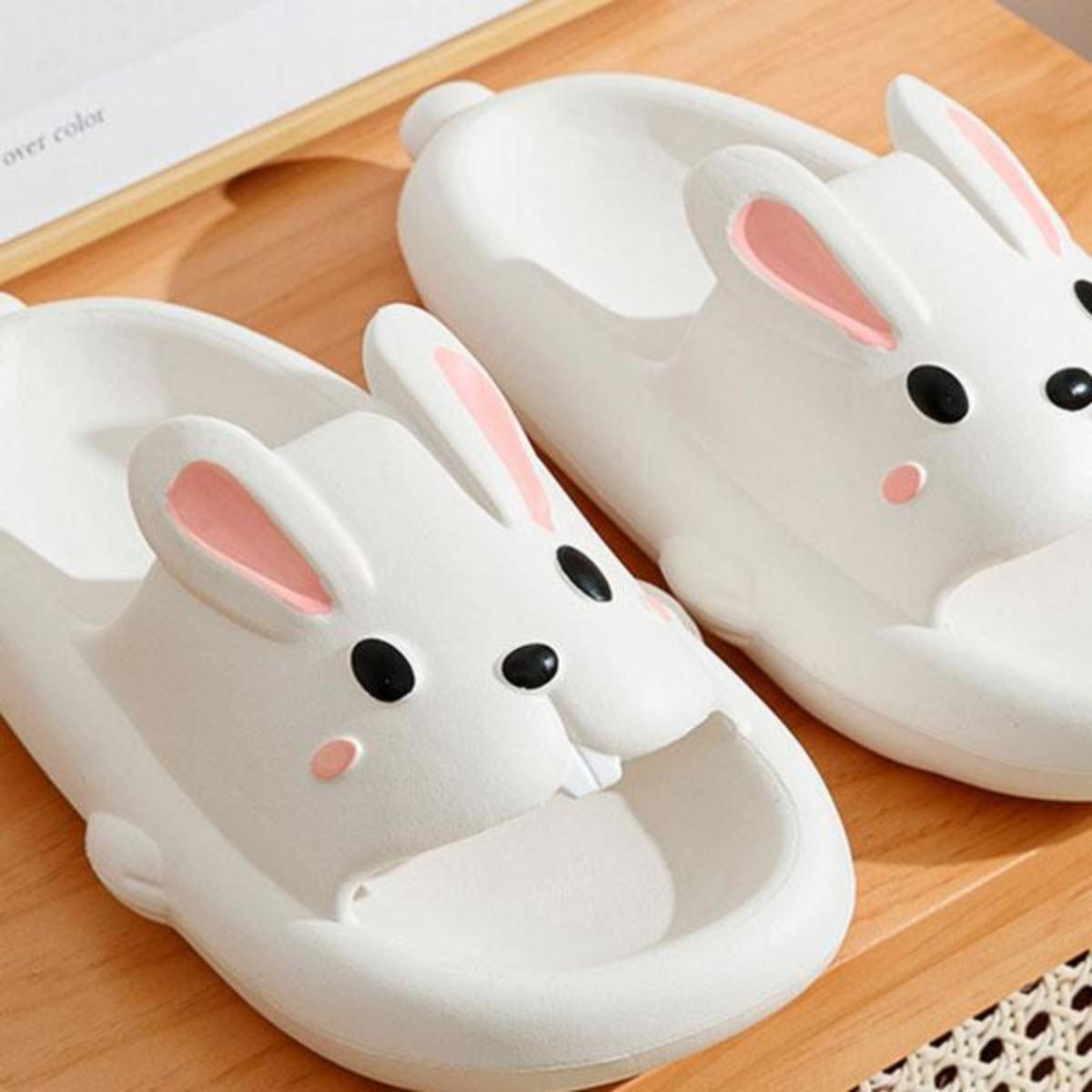 Rabbit Slippers Women's Summer Indoor Home Wear Bathroom Non-slip Stepping on Feces Feeling Super Soft Thick Bottom Sandals Summer