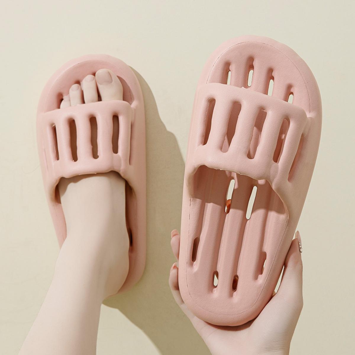 Summer Women Soft Bath Slippers Ladies Non Slip Leaky Home Soft Sole Eva Couple Slippers Men