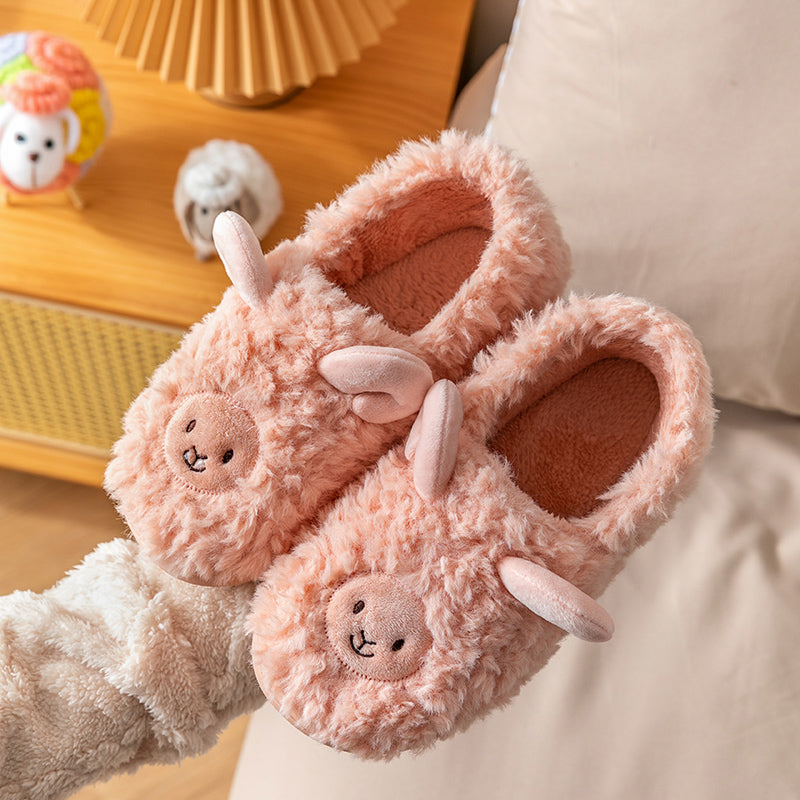 Cotton Slippers Women Cute Winter Bag Heel Indoor Home Non-Slip Plush Couple Cartoon Cotton Slippers Men Winter