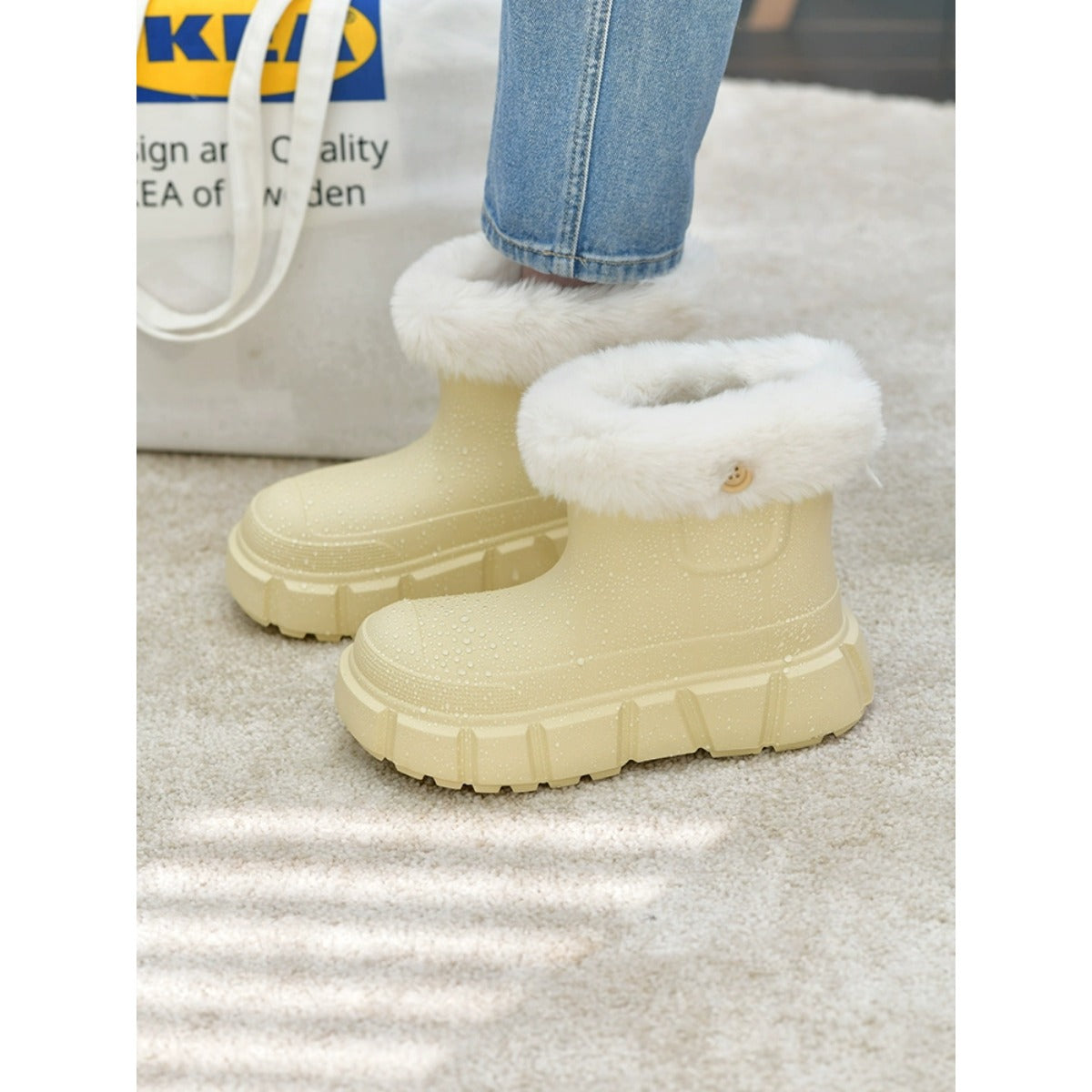 Waterproof Snow Cotton Shoes Women's Platform Martin Boots Removable Pile Cotton Shoes