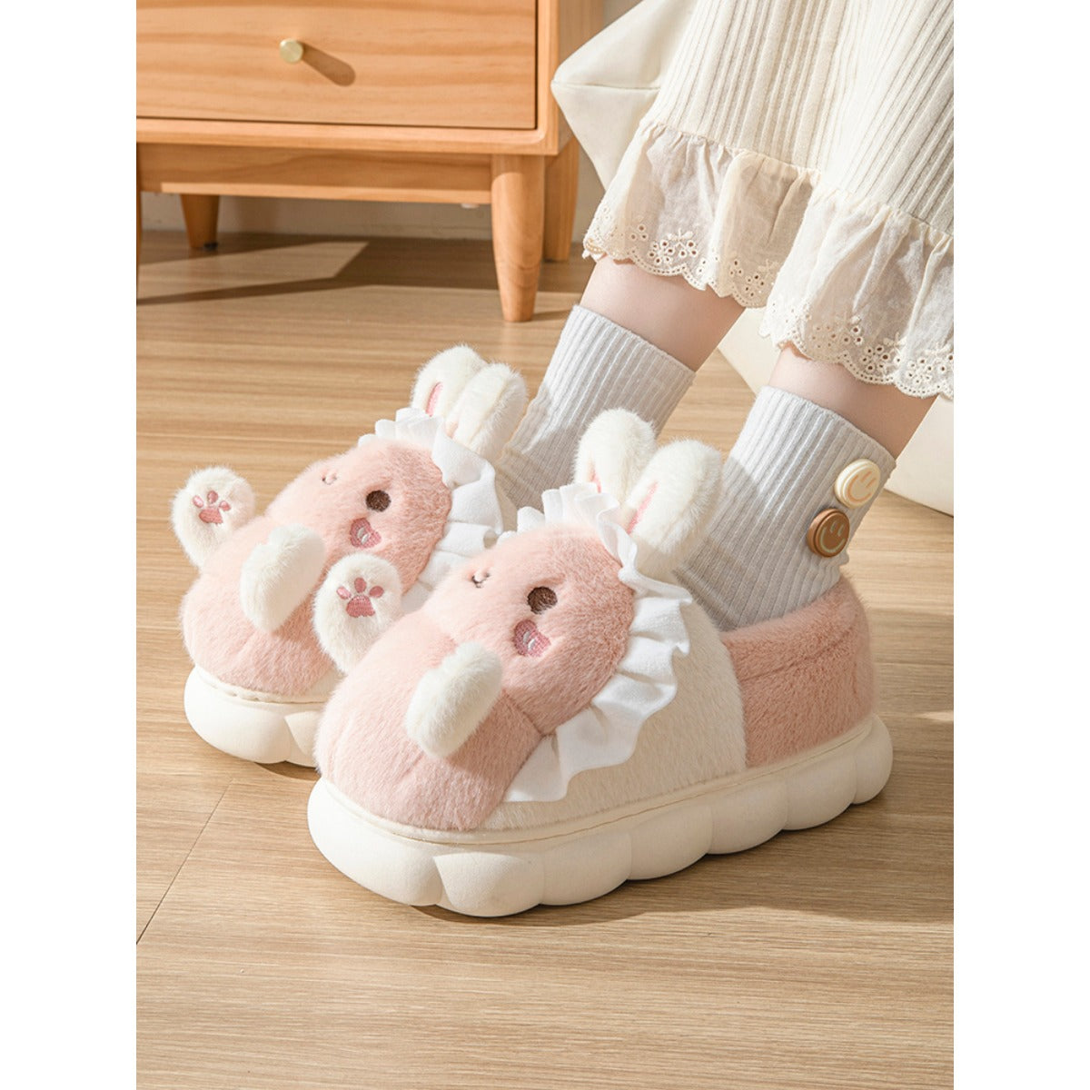 Cotton Slippers Winter Indoor Home Non-Slip Home Shoes Bottom And Warm Slipper Winter