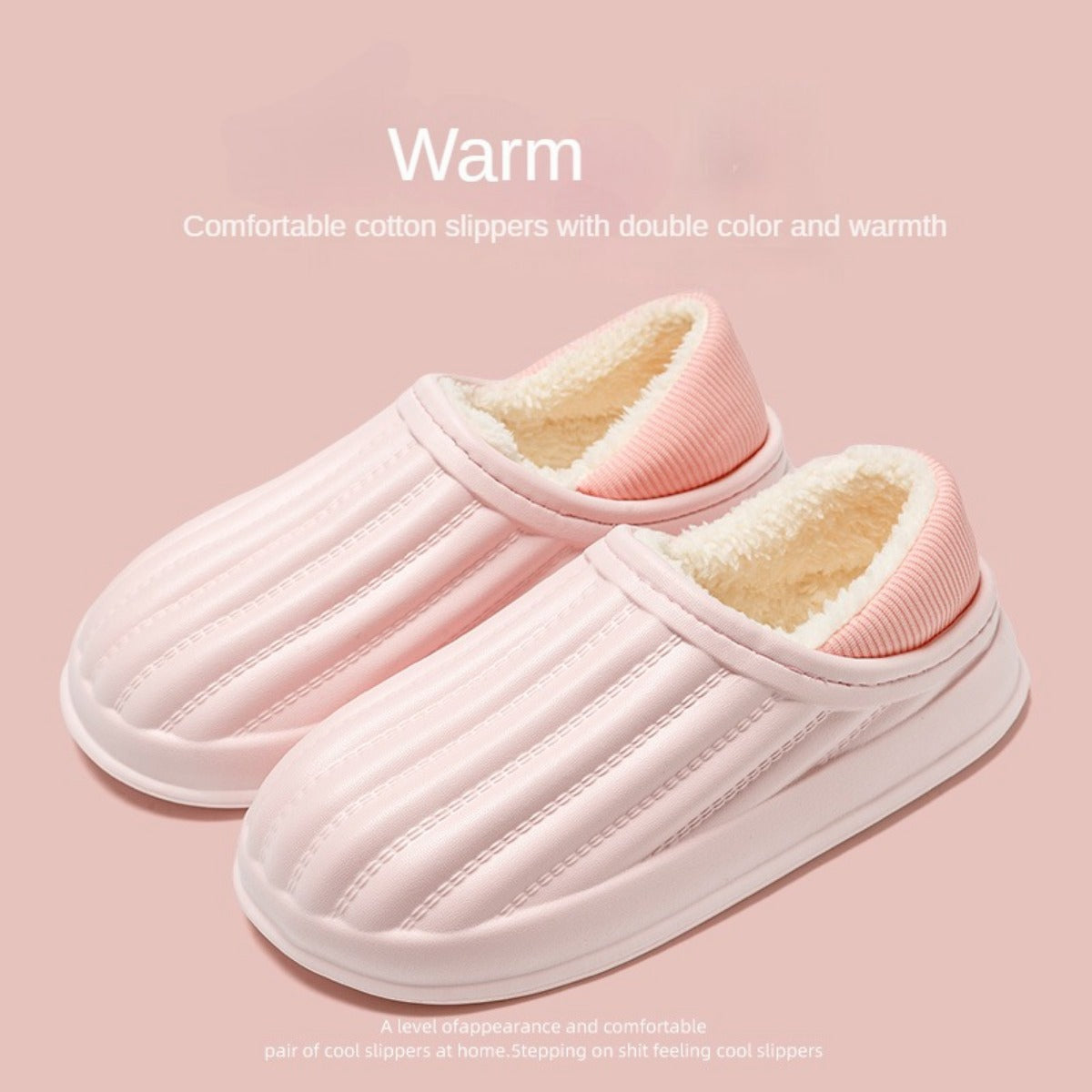 Waterproof Cotton Slippers Women's Autumn and Winter Indoor Home Thick Bottom Non-Slip Warm Plush Slippers Men's Bag Heel Confinement Cotton Shoes