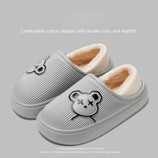 2023 New Waterproof Cotton Slippers Men's Bag Heel Autumn and Winter Indoor Home Non-Slip Couples Cotton Shoes Female Confinement Shoes