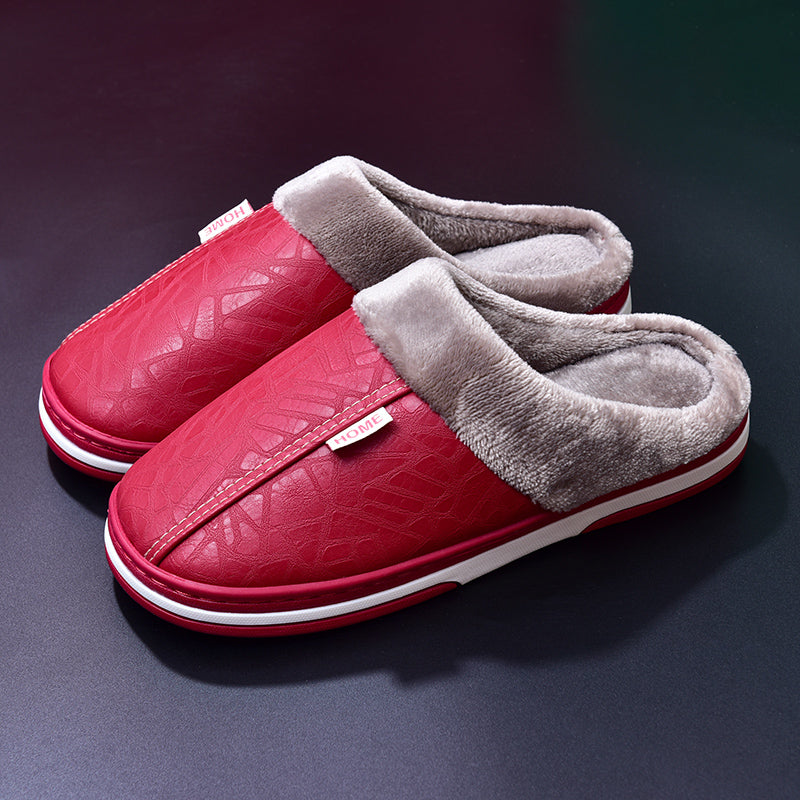 Middle-Aged and Elderly Thermal Cotton Slippers Men's Autumn and Winter Indoor Home Non-Slip Thick Bottom Home Plush Slippers for Women