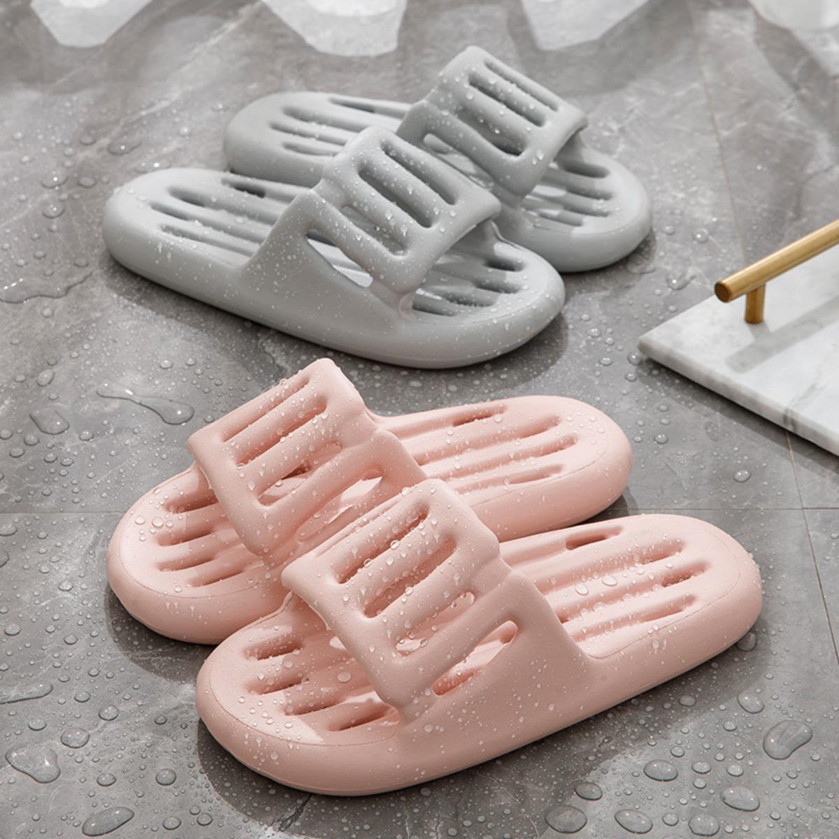 Summer Women Soft Bath Slippers Ladies Non Slip Leaky Home Soft Sole Eva Couple Slippers Men