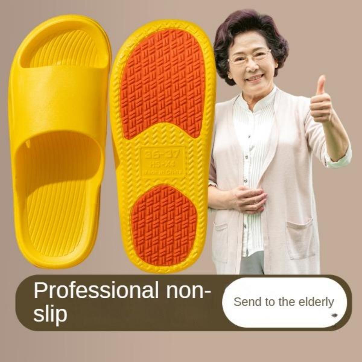 Elderly Non-Slip Slippers Indoor Home Summer Bathroom Bath Slippers Mom and Dad Middle-Aged and Elderly Male Female the Pregnant Home Slippers