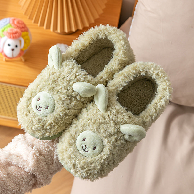 Cotton Slippers Women Cute Winter Bag Heel Indoor Home Non-Slip Plush Couple Cartoon Cotton Slippers Men Winter