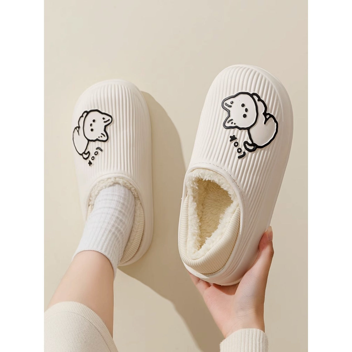 Waterproof Cotton Slippers Women's Autumn and Winter 2023 New Style Poop Feeling Indoor Home Non-Slip Plush Confinement Ankle Wrap Cotton Shoes