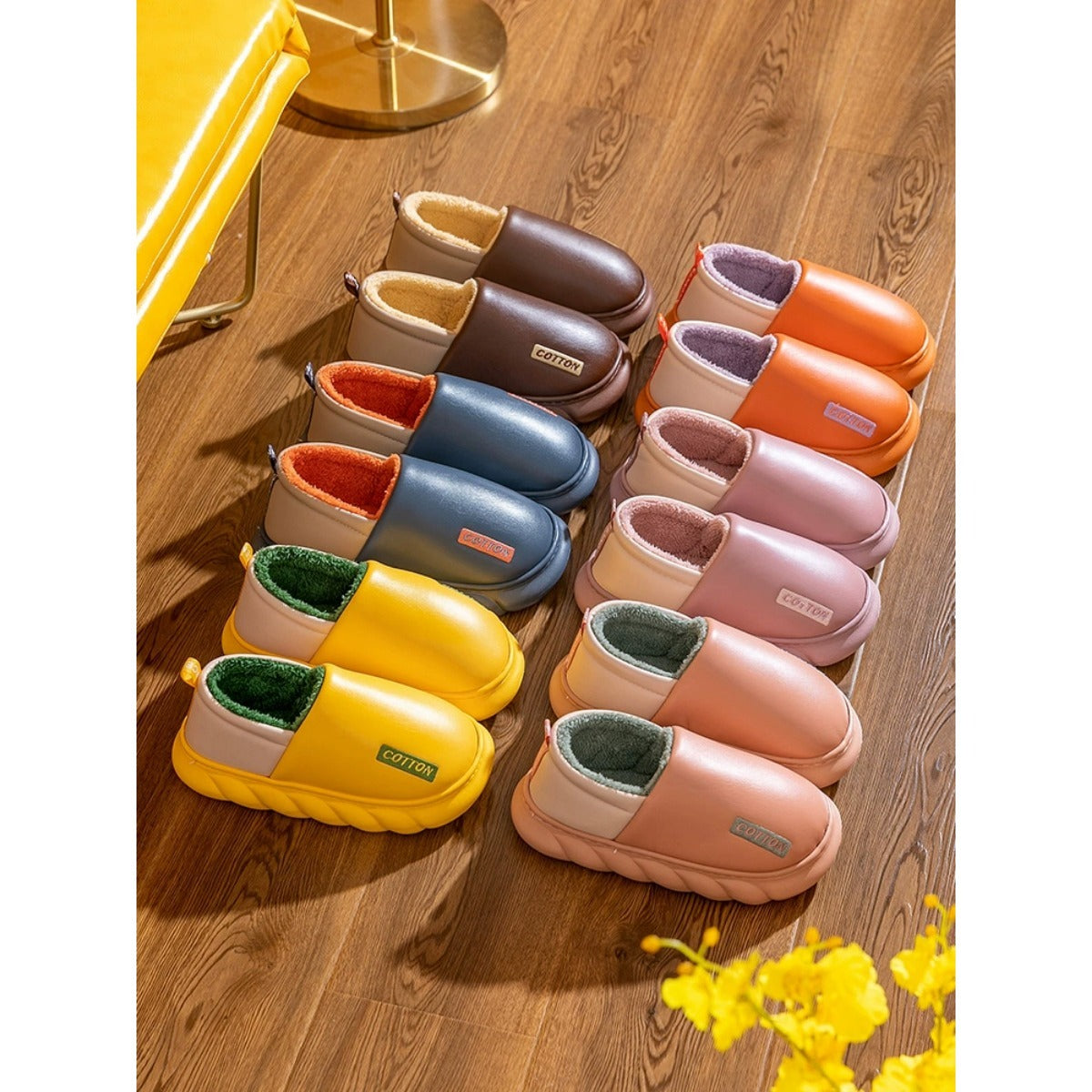 Waterproof Cotton Slippers Women's Autumn and Winter Home Non-slip Home Warm Platform Cotton Shoes Outside